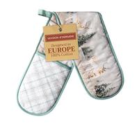 Maison d' Hermine Double Oven Mitts 100% Cotton 18 cm x 89 cm Double Oven Mitt Heat Resistant BBQ Cooking Gloves with Loop, Baking, Grilling, Home, Kitchen, Handling Hot Pans (Deer In The Woods)