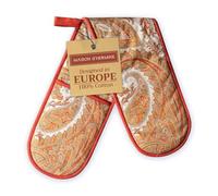 Maison d' Hermine Double Oven Mitts 100% Cotton 18 cm x 89 cm Double Oven Mitt Heat Resistant BBQ Cooking Gloves with Loop, Baking, Grilling, Home, Kitchen, Handling Hot Pans (Kashmir Paisley)
