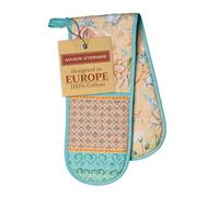 Maison d' Hermine Double Oven Mitts 100% Cotton 18 cm x 89 cm Double Oven Mitt Heat Resistant BBQ Cooking Gloves with Loop, Baking, Grilling, Home, Kitchen, Handling Hot Pans (Luxury Loft - Peach)