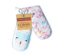 Maison d' Hermine Double Oven Mitts 100% Cotton 18 cm x 89 cm Double Oven Mitt Heat Resistant BBQ Cooking Gloves with Loop, Baking, Grilling, Home, Kitchen, Handling Hot Pans (Blossoms In Spring)