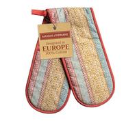 Maison d' Hermine Double Oven Mitts 100% Cotton 18 cm x 89 cm Double Oven Mitt Heat Resistant BBQ Cooking Gloves with Loop, Baking, Grilling, Home, Kitchen, Handling Hot Pans Spring Summer (Provence)