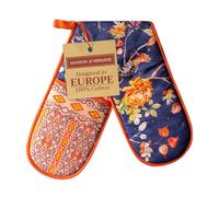 Maison d' Hermine Double Oven Mitts 100% Cotton 18 cm x 89 cm Double Oven Mitt Heat Resistant BBQ Cooking Gloves with Loop, Baking, Grilling, Home, Kitchen, Handling Hot Pans (Kelim - Infinity)