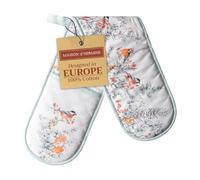 Maison d' Hermine Double Oven Mitts 100% Cotton 18 cm x 89 cm Double Oven Mitt Heat Resistant BBQ Cooking Gloves with Loop, Baking, Grilling, Home, Kitchen, Handling Hot Pans (Whitish Shabby Chique)