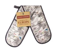 Maison d' Hermine Double Oven Mitts 100% Cotton 18 cm x 89 cm Double Oven Mitt Heat Resistant BBQ Cooking Gloves with Loop, Baking, Grilling, Home, Kitchen, Handling Hot Pans (Amazonia)