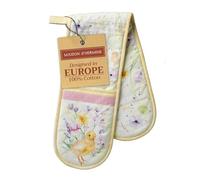 Maison d' Hermine Double Oven Mitts 100% Cotton 18 cm x 89 cm Double Oven Mitt Heat Resistant BBQ Cooking Gloves with Loop Baking Grilling Handling Hot Pans Easter Decorations (Easter Zest)