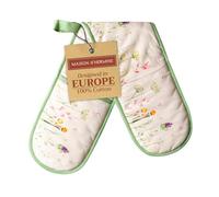 Maison d' Hermine Double Oven Mitts 100% Cotton 18 cm x 89 cm Double Oven Mitt Heat Resistant BBQ Cooking Gloves with Loop Baking Grilling Handling Hot Pans Spring Summer (Botanical Fresh)