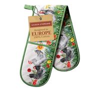 Maison d' Hermine Double Oven Mitts 100% Cotton 18 cm x 89 cm Double Oven Mitt Heat Resistant BBQ Cooking Gloves with Loop, Baking, Grilling, Home, Kitchen, Handling Hot Pans (Basse Cour)