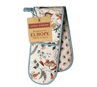 Maison d' Hermine Double Oven Mitts 100% Cotton 18 cm x 89 cm Double Oven Mitt Heat Resistant BBQ Cooking Gloves with Loop, Baking, Grilling, Home, Kitchen, Handling Hot Pans Spring Summer (Dalida)
