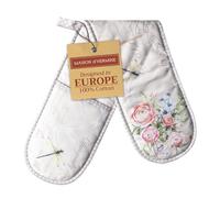 Maison d' Hermine Double Oven Mitts 100% Cotton 18 cm x 89 cm Double Oven Mitt Heat Resistant BBQ Cooking Gloves with Loop, Baking, Grilling, Home, Kitchen, Handling Hot Pans (Champ De Mars)