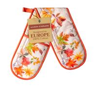 Maison d' Hermine Double Oven Mitts 100% Cotton 18 cm x 89 cm Double Oven Mitt Heat Resistant BBQ Cooking Gloves with Loop, Baking, Grilling, Home, Kitchen, Handling Hot Pans (Amarante)