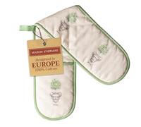 Maison d' Hermine Double Oven Mitts 100% Cotton 18 cm x 89 cm Double Oven Mitt Heat Resistant BBQ Cooking Gloves with Loop Baking Grilling Handling Hot Pans Easter Decorations (Jardin Du Roy)