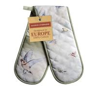 Maison d' Hermine Double Oven Mitt 100% Cotton Easter Cooking Gloves 18cm x 89cm BBQ Oven Mitts Heat Resistant with Loop For Kitchen, Baking, Chef, Barbeque & Microwave, Flying Birds - Spring/Summer