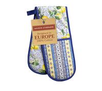 Maison d' Hermine Double Oven Mitts 100% Cotton 18 cm x 89 cm Double Oven Mitt Heat Resistant BBQ Cooking Gloves with Loop, Baking, Grilling, Home, Kitchen, Handling Hot Pans Spring Summer (Citrus)