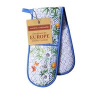Maison d' Hermine Double Oven Mitts 100% Cotton 7"x35" Double Oven Mitt Heat Resistant BBQ Cooking Gloves with Loop Baking Grilling Kitchen Hotel Home Farmhouse Spring Summer (Passiflora)