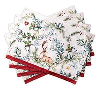 Maison d' Hermine Holly Time 100% Cotton Placemats for Dining Table, Kitchen, Wedding, Daily Use, Dinners, Thanksgiving Parties, Christmas (33cm x 48cm)