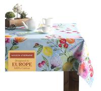 Maison d' Hermine Jardin D'Ete - Mint 100% Cotton Tablecloth for Kitchen | Dinning | Tabletop | Decoration Parties | Weddings | Spring/Summer (Rectangle, 140 cm x 230 cm)