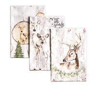 Maison d' Hermine Kitchen Towels Set of 3 100% Cotton 70 CM x 50 CM Reusable Cloth Tea Dish Towels Absorbent with Hanging Loop for Kitchen, Dining, Cocktail Parties (Mountain Life)