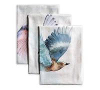 Maison d' Hermine Kitchen Towels Set of 3 100% Cotton 70 CM x 50 CM Reusable Cloth Tea Dish Towels Absorbent with Hanging Loop for Kitchen Dining Valentines Gifts for Him (Flying Birds)