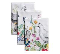 Maison d' Hermine Kitchen Towels Set of 3 100% Cotton 70 CM x 50 CM Reusable Cloth Tea Dish Towels Absorbent with Hanging Loop for Kitchen, Dining, Cocktail Parties Spring/Summer (Printemps)