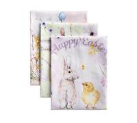 Maison d' Hermine Kitchen Towels Set of 3 100% Cotton 70 CM x 50 CM Reusable Cloth Tea Dish Towels Absorbent with Hanging Loop for Kitchen, Dining, Cocktail Parties Spring/Summer (Easter Zest)