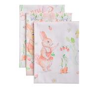 Maison d' Hermine Kitchen Towels Set of 3 100% Cotton 70 CM x 50 CM Reusable Cloth Tea Dish Towels Absorbent with Hanging Loop for Kitchen Dining Gifts for Mothers Day (Melodie Bleue)