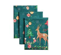 Maison d' Hermine Kitchen Towels Set of 3 100% Cotton 70 CM x 50 CM Reusable Cloth Tea Dish Towels Absorbent with Hanging Loop for Kitchen, Dining, Cocktail Parties (Hygge Christmas)