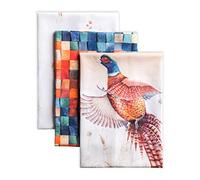 Maison d' Hermine Kitchen Towels Set of 3 100% Cotton 70 CM x 50 CM Reusable Cloth Tea Dish Towels Absorbent with Hanging Loop for Kitchen, Dining, Cocktail Parties (Faisan D'Automne)
