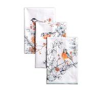 Maison d' Hermine Kitchen Towels Set of 3 100% Cotton 70 CM x 50 CM Reusable Cloth Tea Dish Towels Absorbent with Hanging Loop for Kitchen Dining Christmas Decorations (Whitish Shabby Chique)