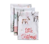 Maison d' Hermine Kitchen Towels Set of 3 100% Cotton 70 CM x 50 CM Reusable Cloth Tea Dish Towels Absorbent with Hanging Loop for Kitchen, Dining, Cocktail Parties (Rural Christmas)