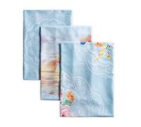 Maison d' Hermine Kitchen Towels Set of 3 100% Cotton 70 CM x 50 CM Reusable Cloth Tea Dish Towels Absorbent with Hanging Loop for Kitchen Dining Easter decorations (Ibiza - Blue)
