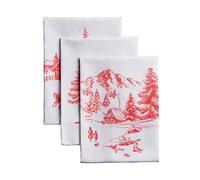 Maison d' Hermine Kitchen Towels Set of 3 100% Cotton 70 CM x 50 CM Reusable Cloth Tea Dish Towels Absorbent with Hanging Loop for Kitchen Dining Christmas Decorations (Winter Jouy)