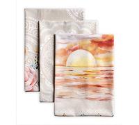 Maison d' Hermine Kitchen Towels Set of 3 100% Cotton 70 CM x 50 CM Reusable Cloth Tea Dish Towels Absorbent with Hanging Loop for Kitchen Dining Valentines Gifts for Him (Ibiza - Beige)