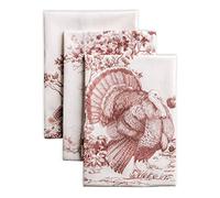 Maison d' Hermine Kitchen Towels Set of 3 100% Cotton 70 CM x 50 CM Reusable Cloth Tea Dish Towels Absorbent with Hanging Loop for Kitchen, Dining, Cocktail Parties (Holy Jouy - Brown)