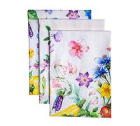 Maison d' Hermine Kitchen Towels Set of 3 100% Cotton 70 CM x 50 CM Reusable Cloth Tea Dish Towels Absorbent with Hanging Loop for Kitchen Dining Valentines Gifts for Her (Giverny)