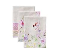 Maison d' Hermine Kitchen Towels Set of 3 Reusable 100% Cotton 70cm x 50cm | Cloth Tea Dish Towels Absorbent with Hanging Loop for Kitchen Dining Party Hotel Home Spring Summer - Magnolia Mornings
