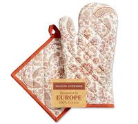 Maison d' Hermine Oven Mitt(19cm x 33cm) + Pot Holder(20cm x 20cm) 100% Cotton Oven Mitt & Pot Holder Heat Resistant Combo, BBQ, Wedding, Cachemire - Thanksgiving/Christmas