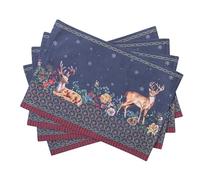 Maison d' Hermine Placemats Set of 4 100% Cotton Washable Cloth Place Mats, Reusable Table Mats for Christmas Decorations Kitchen Dining Party Wedding Restaurant (Christmas Joy, 33 CM x 48 CM)