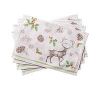 Maison d' Hermine Placemats Set of 4 100% Cotton Washable Cloth Place Mats, Reusable Table Mats for Christmas Decorations Kitchen Dining Party Wedding Restaurant (Christmas Dew, 33 CM x 48 CM)
