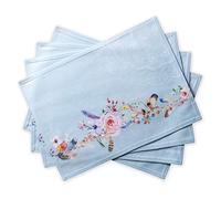 Maison d' Hermine Placemats Set of 4 100% Cotton Washable Cloth Place Mats, Reusable Table Mats for Kitchen Dining Decoration, Party, Wedding, Restaurant Spring/Summer (Ibiza - Blue, 33 CM x 48 CM)