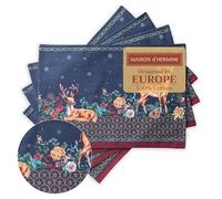 Maison d' Hermine Placemats Set of 4 100% Cotton Washable Cloth Place Mats, Reusable Table Mats for Kitchen Dining Decoration, Party, Wedding, Restaurant, Hotel (Christmas Joy, 33 CM x 48 CM)