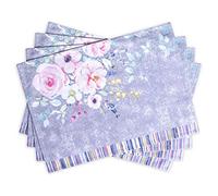Maison d' Hermine Placemats Set of 4 100% Cotton Washable Cloth Place Mats, Reusable Table Mats for Kitchen Dining Decoration, Wedding, Restaurant (Sweet Rose Lavender - Lush Lavender, 33 CM x 48 CM)