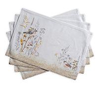 Maison d' Hermine Placemats Set of 4 100% Cotton Washable Cloth Place Mats, Reusable Table Mats for Kitchen Dining Decoration, Wedding, Restaurant Spring/Summer (Meadow Florals - Beige, 33 CM x 48 CM)