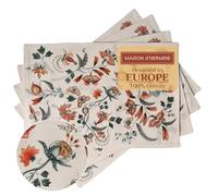 Maison d' Hermine Placemats Set of 4 100% Cotton Washable Cloth Place Mats, Reusable Table Mats for Kitchen Dining Decoration, Party, Wedding, Restaurant Spring/Summer (Dalida, 33 CM x 48 CM)