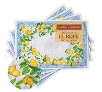 Maison d' Hermine Placemats Set of 4 100% Cotton Washable Cloth Place Mats, Reusable Table Mats for Kitchen Dining Decoration, Party, Wedding, Restaurant Spring/Summer (Cedrat, 33 CM x 48 CM)