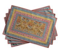 Maison d' Hermine Placemats Set of 4 100% Cotton Washable Cloth Place Mats, Reusable Table Mats for Kitchen Dining Decoration, Party, Wedding, Restaurant Spring/Summer (Marquise, 33 CM x 48 CM)