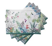 Maison d' Hermine Placemats Set of 4 100% Cotton Washable Cloth Place Mats, Reusable Table Mats for Kitchen Dining Decoration, Party, Wedding, Restaurant Spring/Summer (Tropiques, 33 CM x 48 CM)