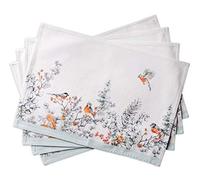 Maison d' Hermine Placemats Set of 4 100% Cotton Washable Cloth Place Mats, Reusable Table Mats for Kitchen Dining Decoration, Party, Wedding, Restaurant, Hotel (Whitish Shabby Chique, 33 CM x 48 CM)