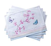 Maison d' Hermine Placemats Set of 4 100% Cotton Washable Cloth Place Mats, Reusable Table Mats for Kitchen Dining Decoration, Wedding, Restaurant Spring/Summer (Blossoms In Spring, 33 CM x 48 CM)