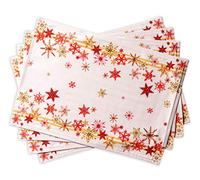 Maison d' Hermine Placemats Set of 4 100% Cotton Washable Cloth Place Mats, Reusable Table Mats for Kitchen Dining Decoration, Party, Wedding, Restaurant, Hotel (Crystal Star, 33 CM x 48 CM)