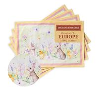 Maison d' Hermine Placemats Set of 4 100% Cotton Washable Cloth Place Mats, Reusable Table Mats for Kitchen Dining Decoration, Party, Wedding, Restaurant Spring/Summer (Easter Zest, 33 CM x 48 CM)